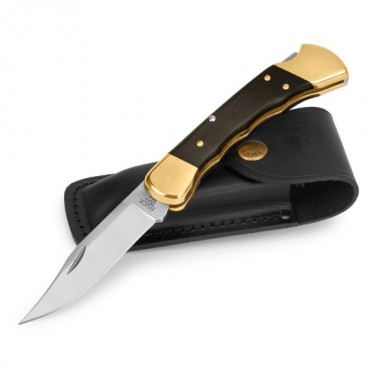 Нож складной BUCK 110 Hunter, FG Wood Ebony/Brass, 420HC клинок P 9,5 см