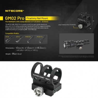 Крепление для фонаря NITECORE GM02Pro на планку Picatinny (диаметр: 25,8-26,5мм)