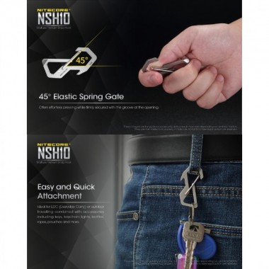 Многофункциональный карабин NITECORE NSH10, титан