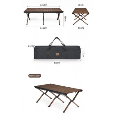 Стол складной NATUREHIKE 125х60см, 8,8 кг, цвет ореховое дерево