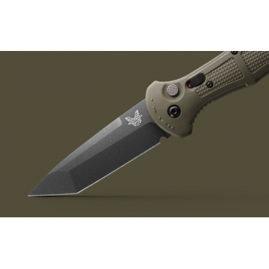 Нож складной BENCHMADE Claymore, Grivory Ranger Green, D2 клинок черн.кобальт P 9,1 см