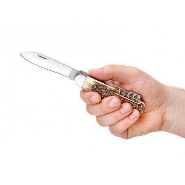 Нож складной BOKER Plus Hunters Knife Quadro, рог оленя, CPM-CruWear клинок P 8,5 см