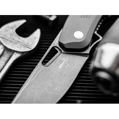 Нож складной BOKER Plus Nahal, Allum.Black, D2 клинок черн. P 8 см