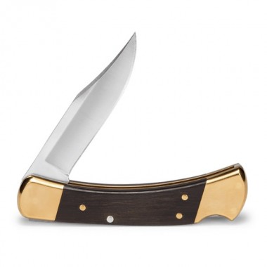 Нож складной BUCK 110 Hunter, Wood Ebony/Brass, 420HC клинок P 9,5 см