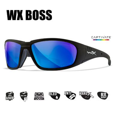 Очки защитные Wiley X WX Boss (Frame Matte Black, Lens Polarized - Blue Mirror)