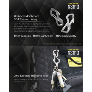 Многофункциональный карабин NITECORE NSH10, титан