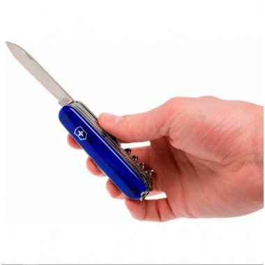 Нож перочинный Victorinox Huntsman (1.3713.T2) 91 мм, 15 функций, прозрачный синий