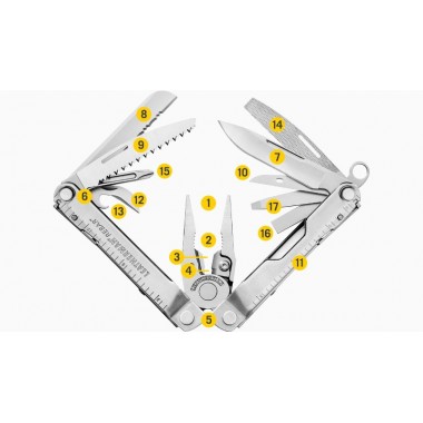 Мультитул LEATHERMAN Rebar Stainless, 17 инстр, 10,16см, чехол кожа