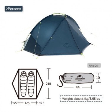 Палатка NATUREHIKE Tagar, 2 местная, голубая