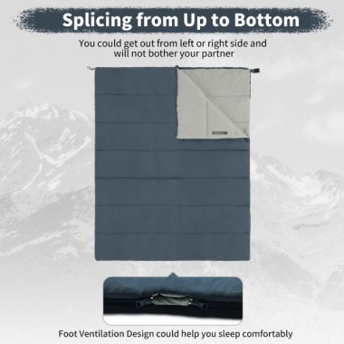 Спальный мешок NATUREHIKE F150 Envelop Cotton, 75х190см (голубой/зеленый/серый)