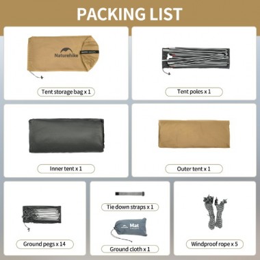 Палатка NATUREHIKE Cloud Up Pro, 2 местная, песочная