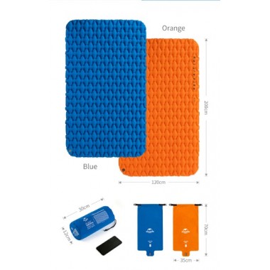 Коврик надувной NATUREHIKE FC11, 2 местный 200х120х6.5см, голубой